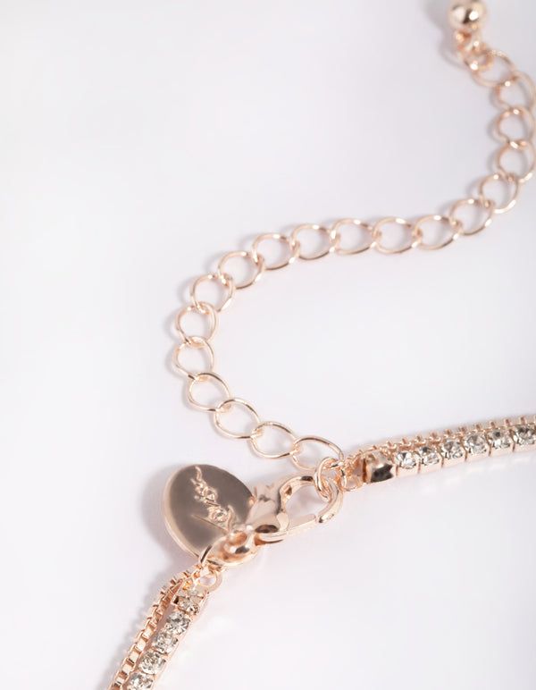 Rose Gold Diamante Layered Necklace