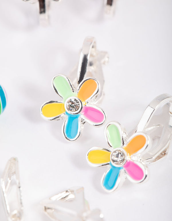 Kids Rainbow Fun Clip-On Earring 5-Pack