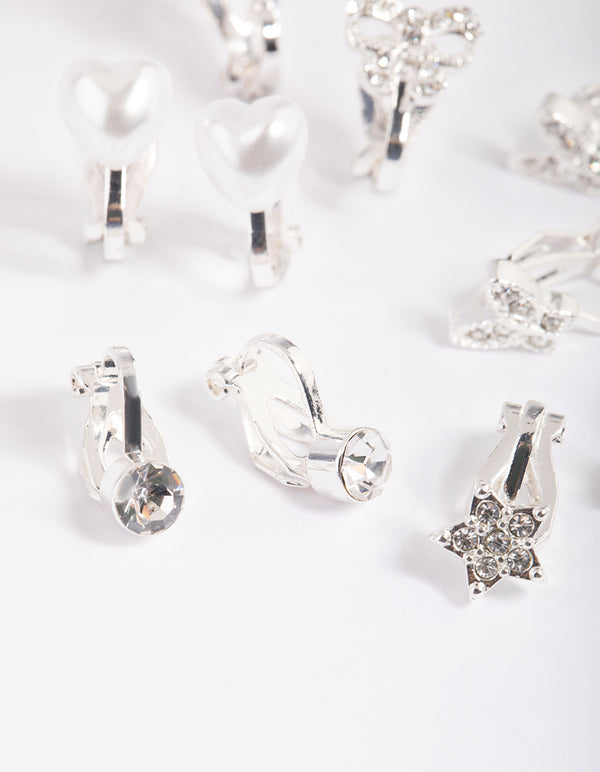 Kids Diamante Butterfly Clip-On Earring 5-Pack