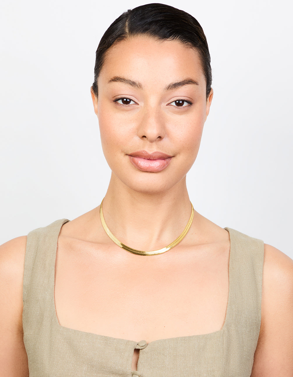 Waterproof Gold Plated Stainless Steel Herringbone Necklace