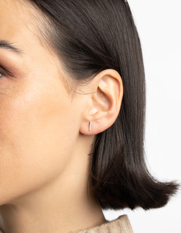 Gold Plated Sterling Silver Cubic Zirconia Stud Earrings