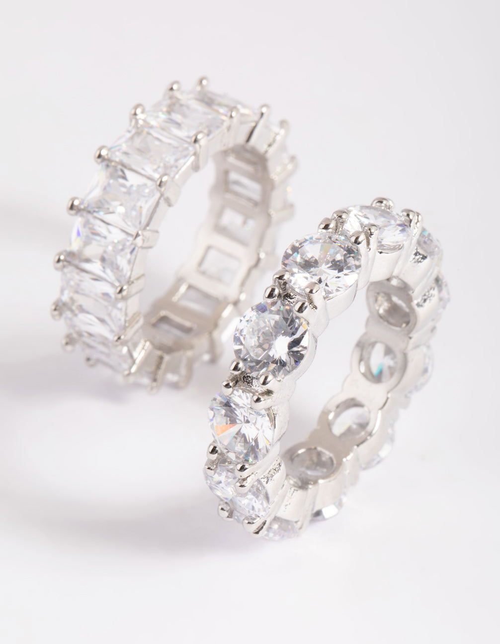 Silver Cubic Zirconia Baguette Ring Stack Pack