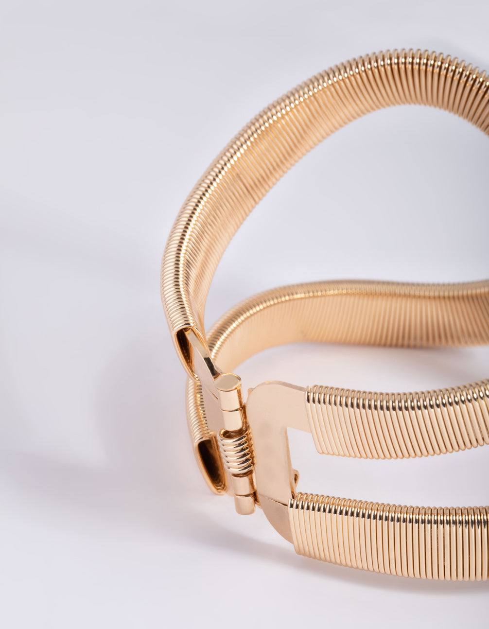 Gold Textured Oval Cuff Bangle