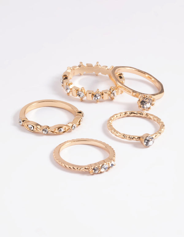 Gold Classic Bling Ring Stack Pack