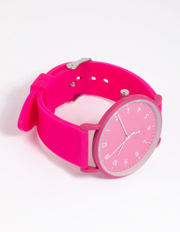 Pink Bright Silicon Strap Watch