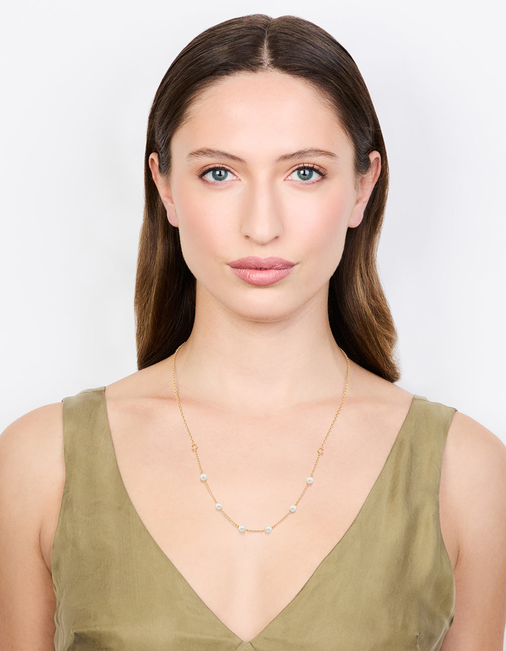 Gold Dainty Pearl Necklace