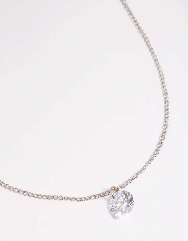 Silver Diamante Simple Necklace