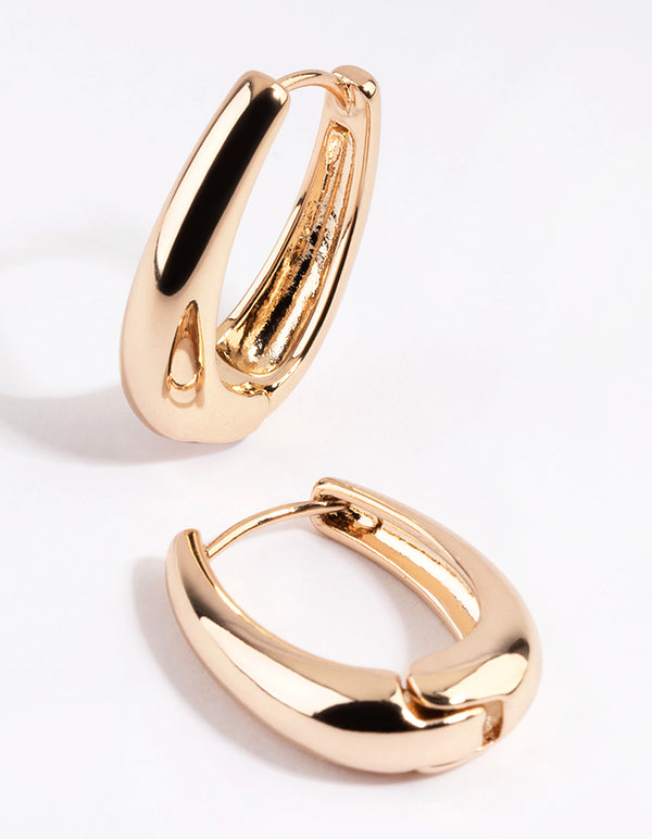 Gold Oval Huggie Hoop Earrings