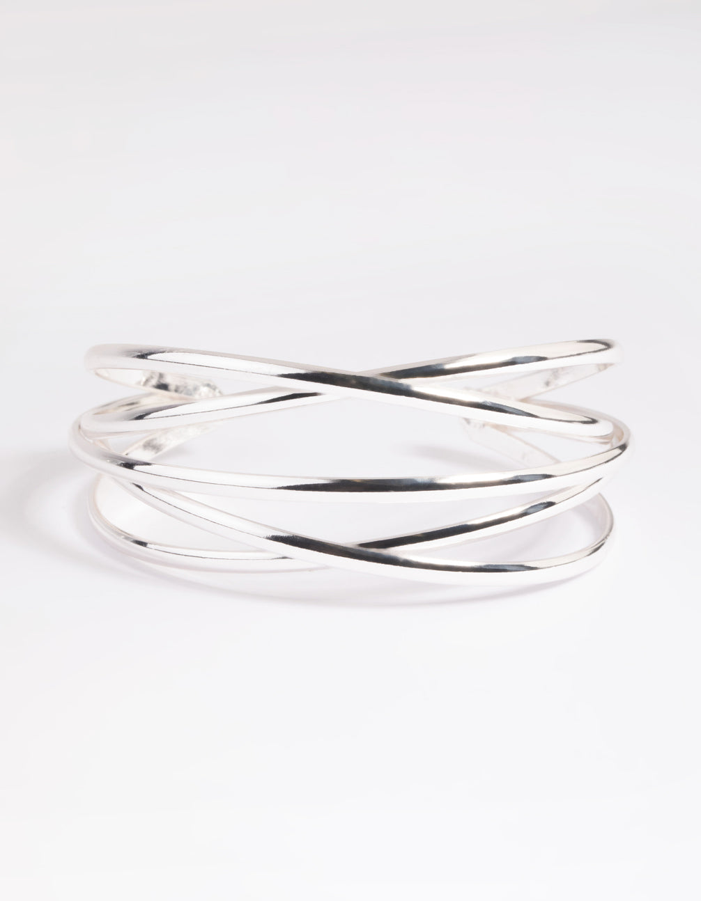 Silver Cross Over Cuff Bracelet