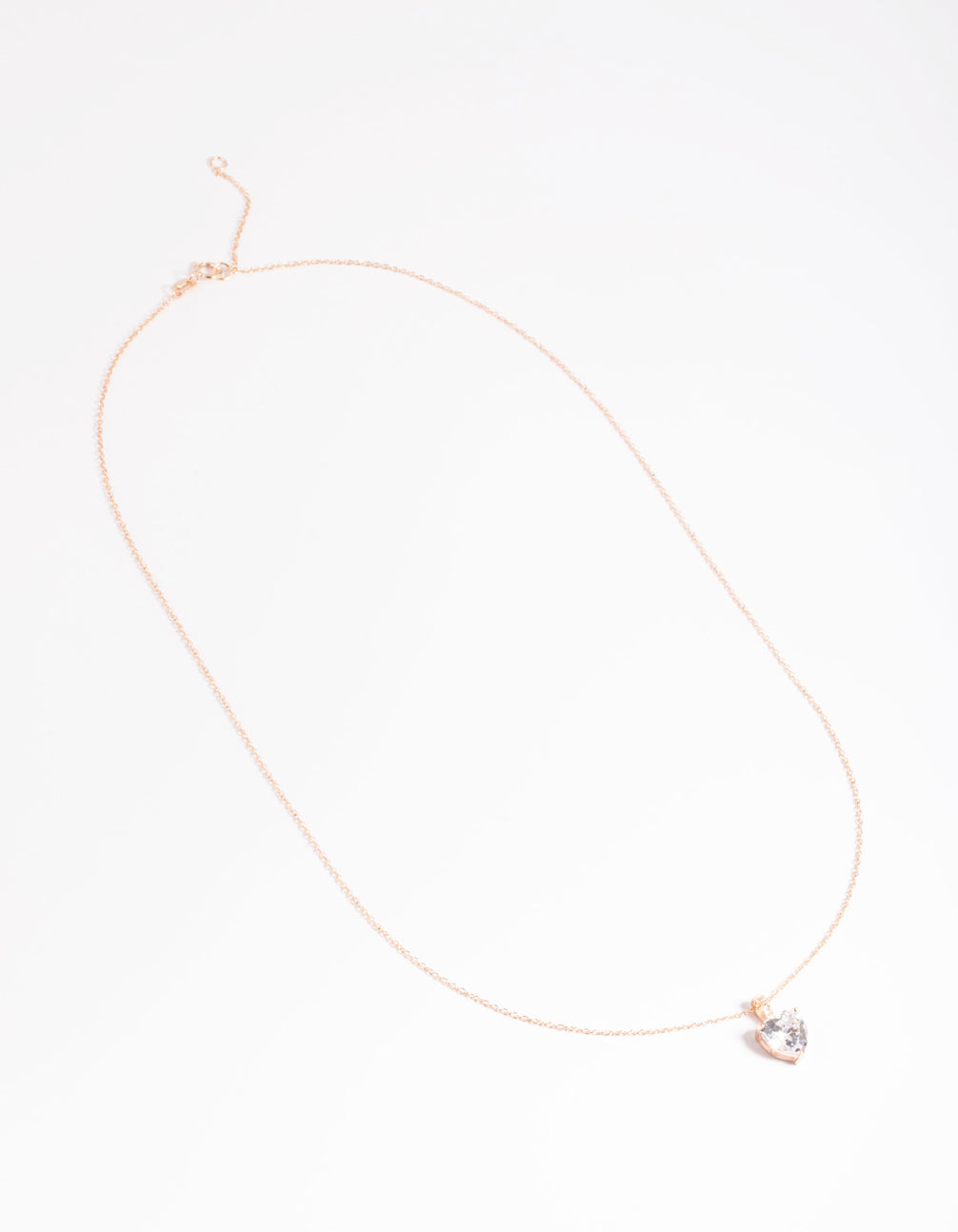 Rose Gold Plated Sterling Silver Cubic Zirconia Heart Necklace