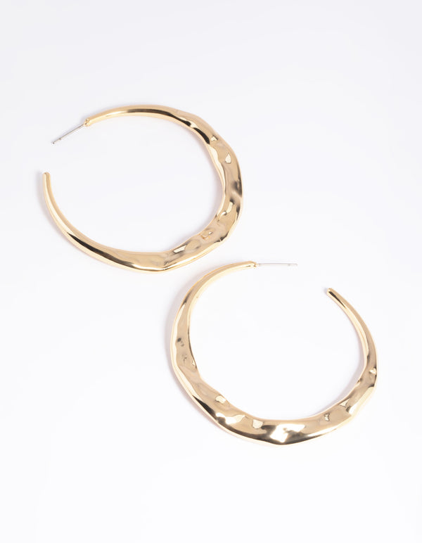 Gold Plated Molten Hoop Earrings