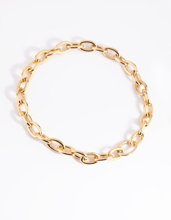 Gold Plated Circle Link Chain Necklace