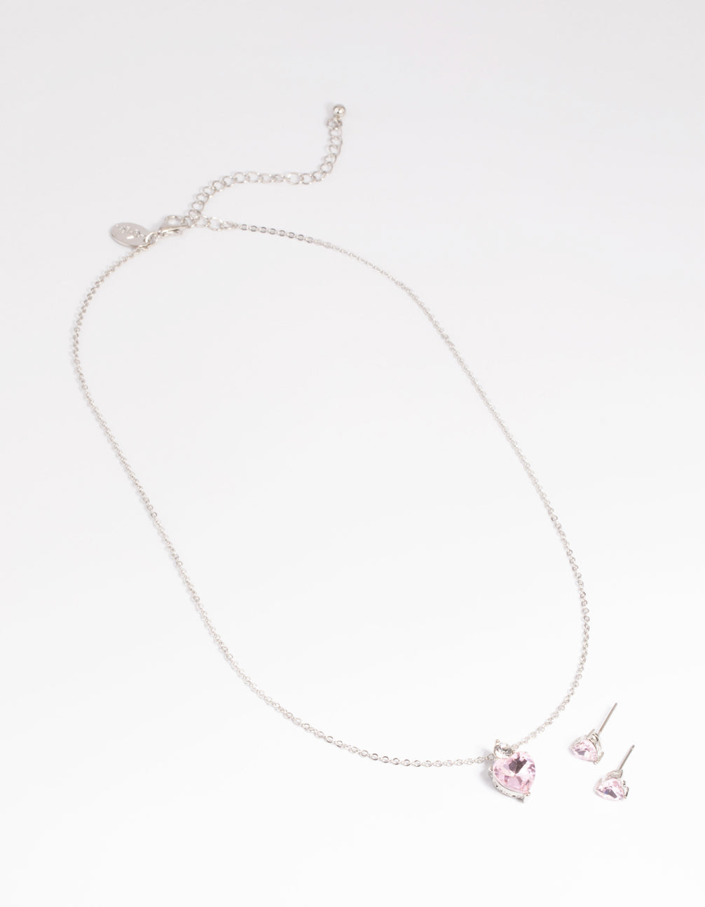 Pink Heart Necklace & Earrings Set
