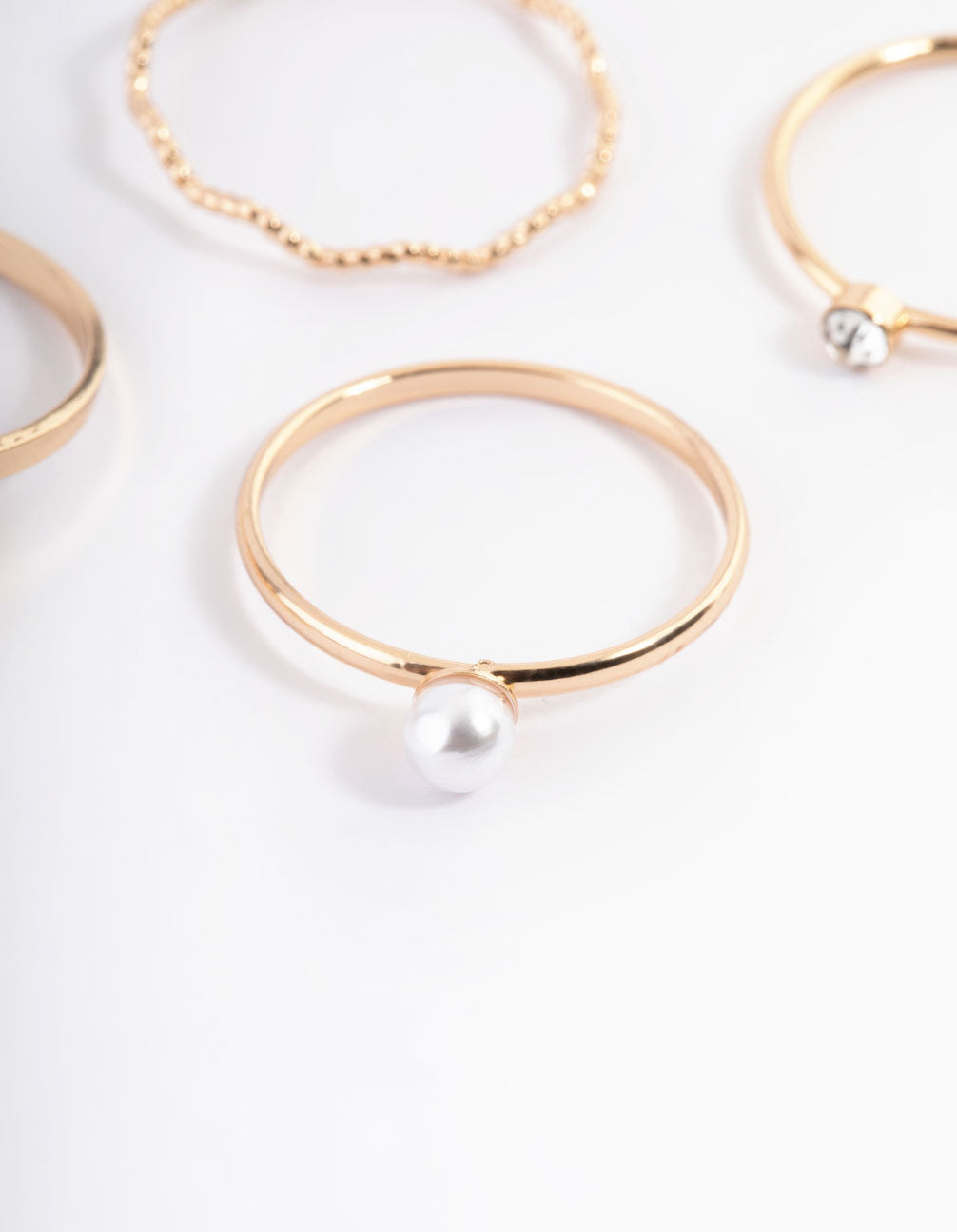 Gold Dainty Pearly Ring 6-Pack