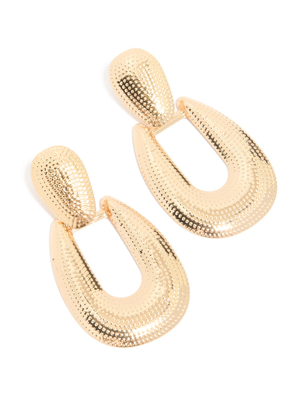 Gold Dot Textured & Drop Earrings