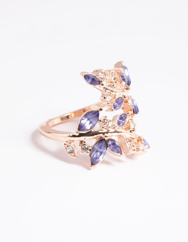 Rose Gold Lilac Vine Ring