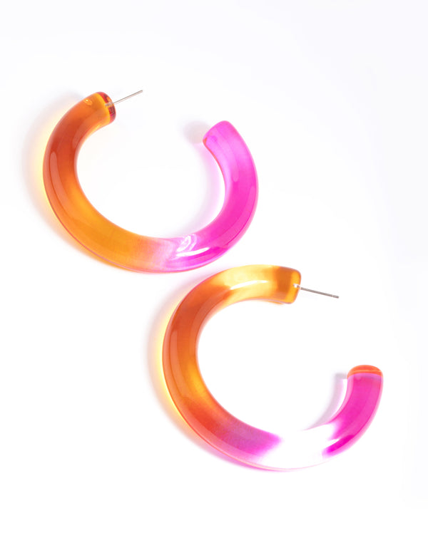 Pink Tube 62mm Hoop Earrings
