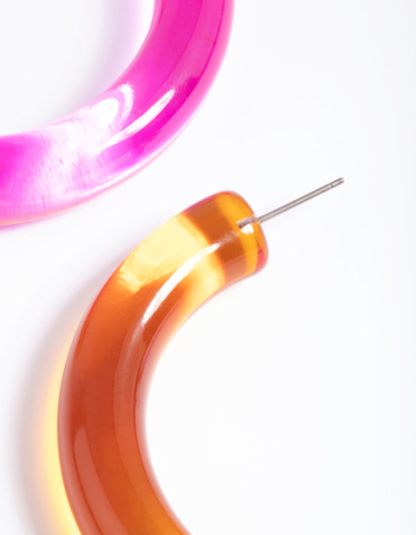 Pink Tube 62mm Hoop Earrings