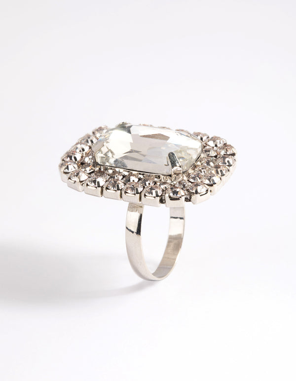 Silver Square Statement Stone Ring