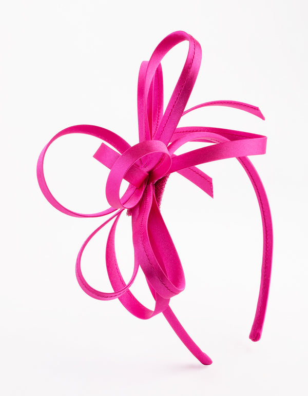 Pink Satin Fabric Looped Fascinator Headband