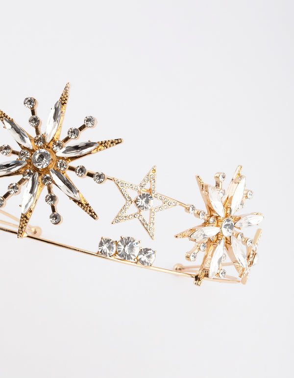 Metal Star Double Row Embellished Headband