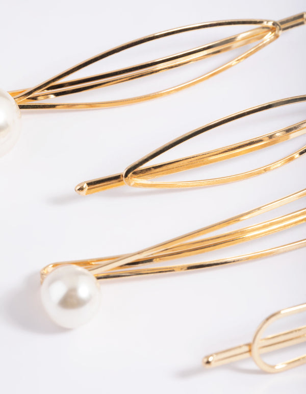 Gold Pearl Teardrop Clip 4-Pack