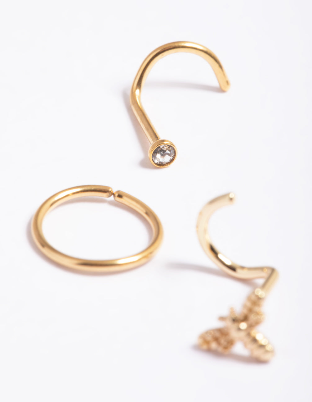 Gold Plated Surgical Steel Bee Nose Stud Pack