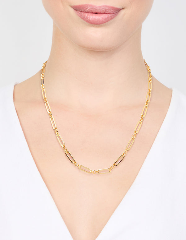 Waterproof Gold Plated Stainless Steel Open Oval Link Necklace