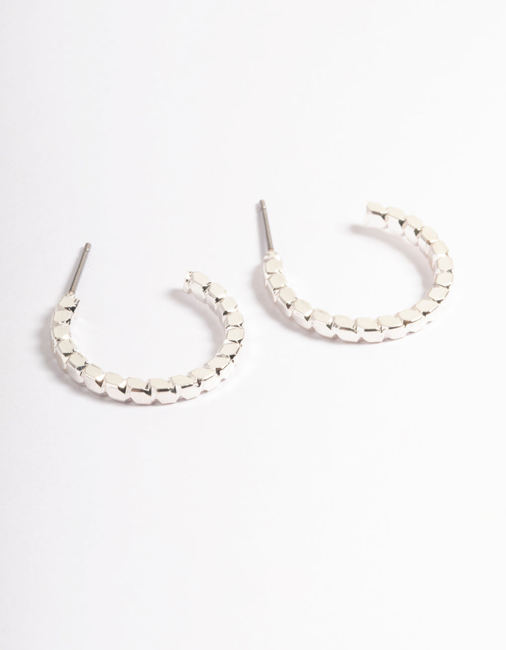 Silver Flat Rope Huggie Earrings