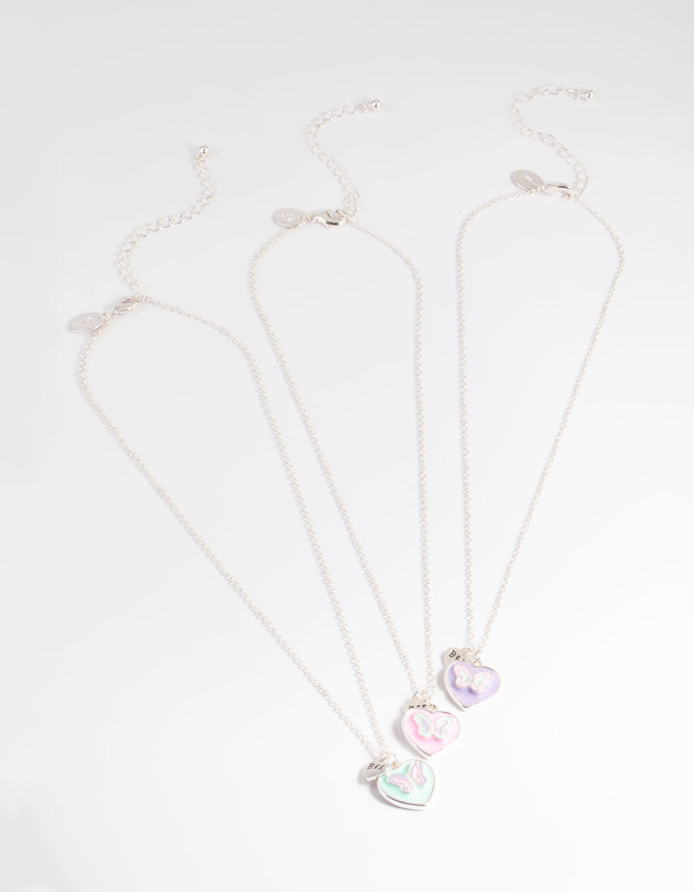 Kids Pastel Butterfly Heart BFF Necklace Pack