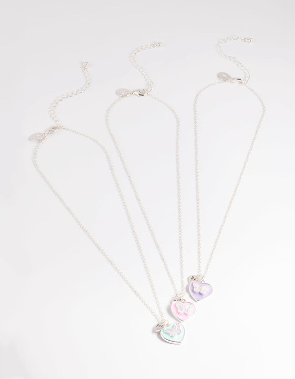 Kids Pastel Butterfly Heart BFF Necklace Pack