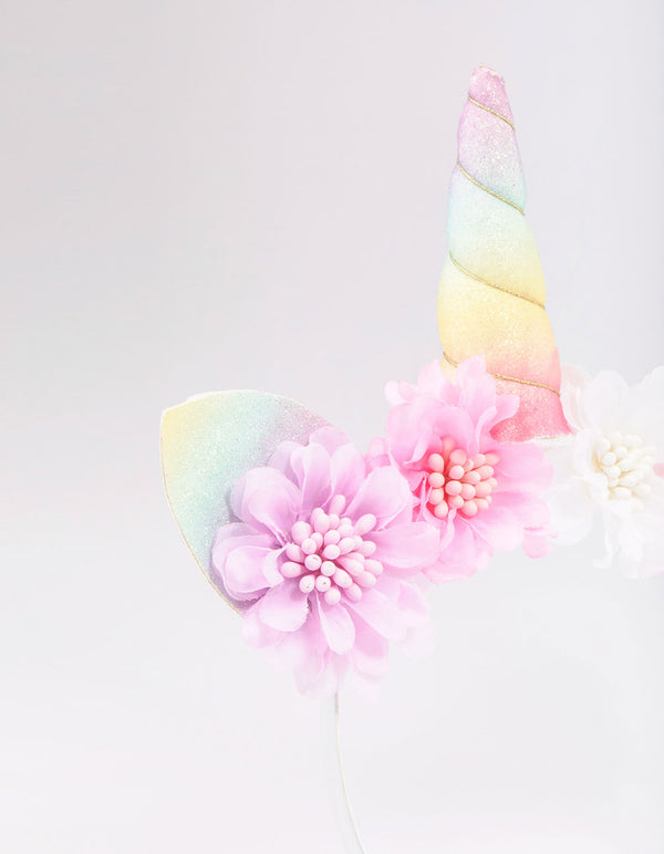 Kids Rainbow Unicorn & Flower Headband