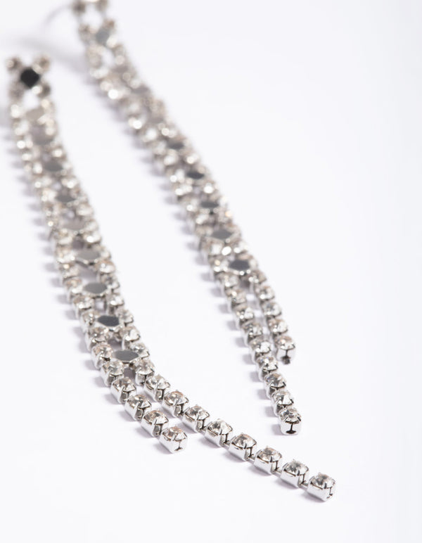 Rhodium Double Drop Earrings