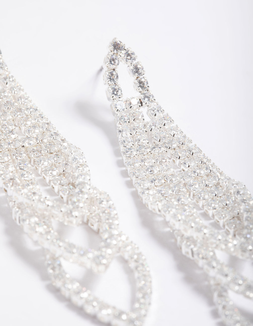 Cubic Zirconia Graduated Loop Cupchain Earrings