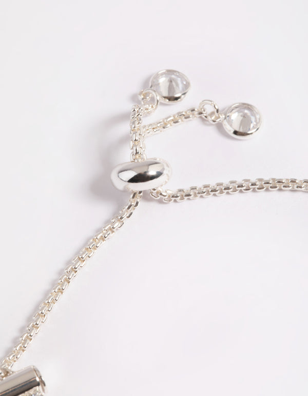 Cubic Zirconia Triple Row Cupchain Toggle Tennis Bracelet