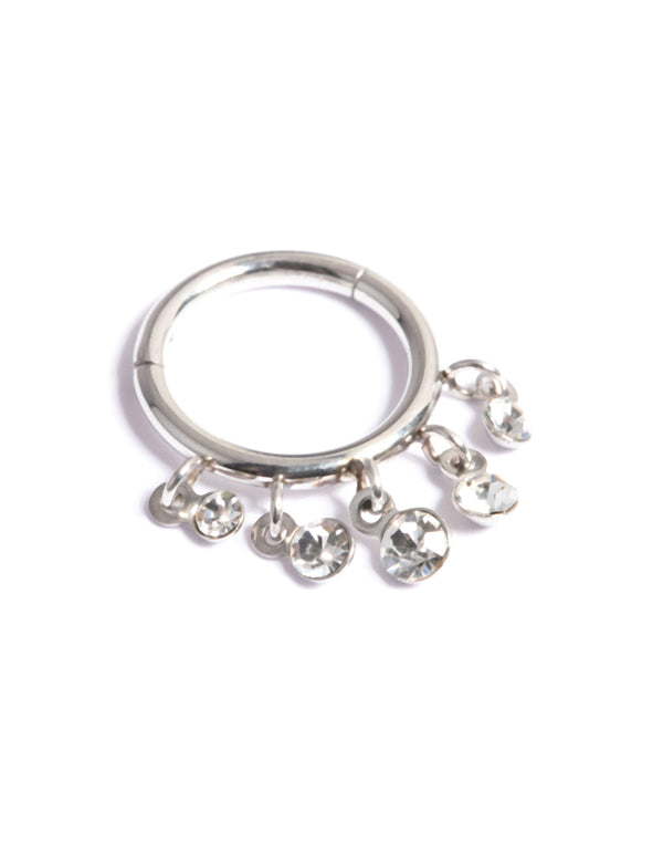 Surgical Steel Cubic Zirconia Charm Clicker