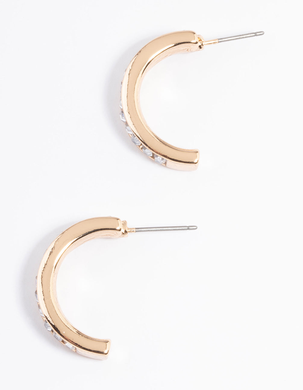 Gold Clear Huggie Earrings