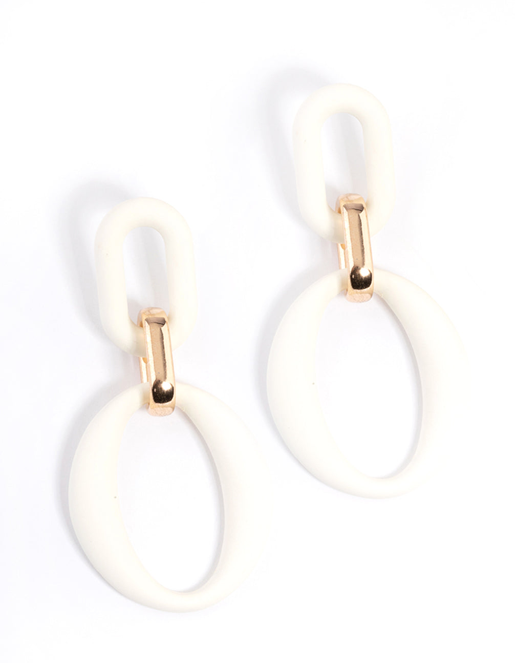 Gold Rubber Coated Link Drop Earrings