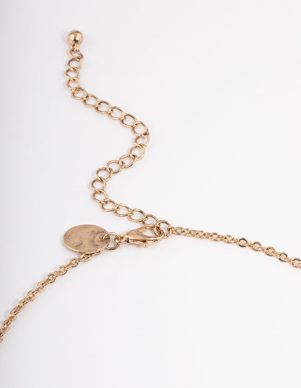 Antique Gold Diamante Flower Earring & Necklace Set