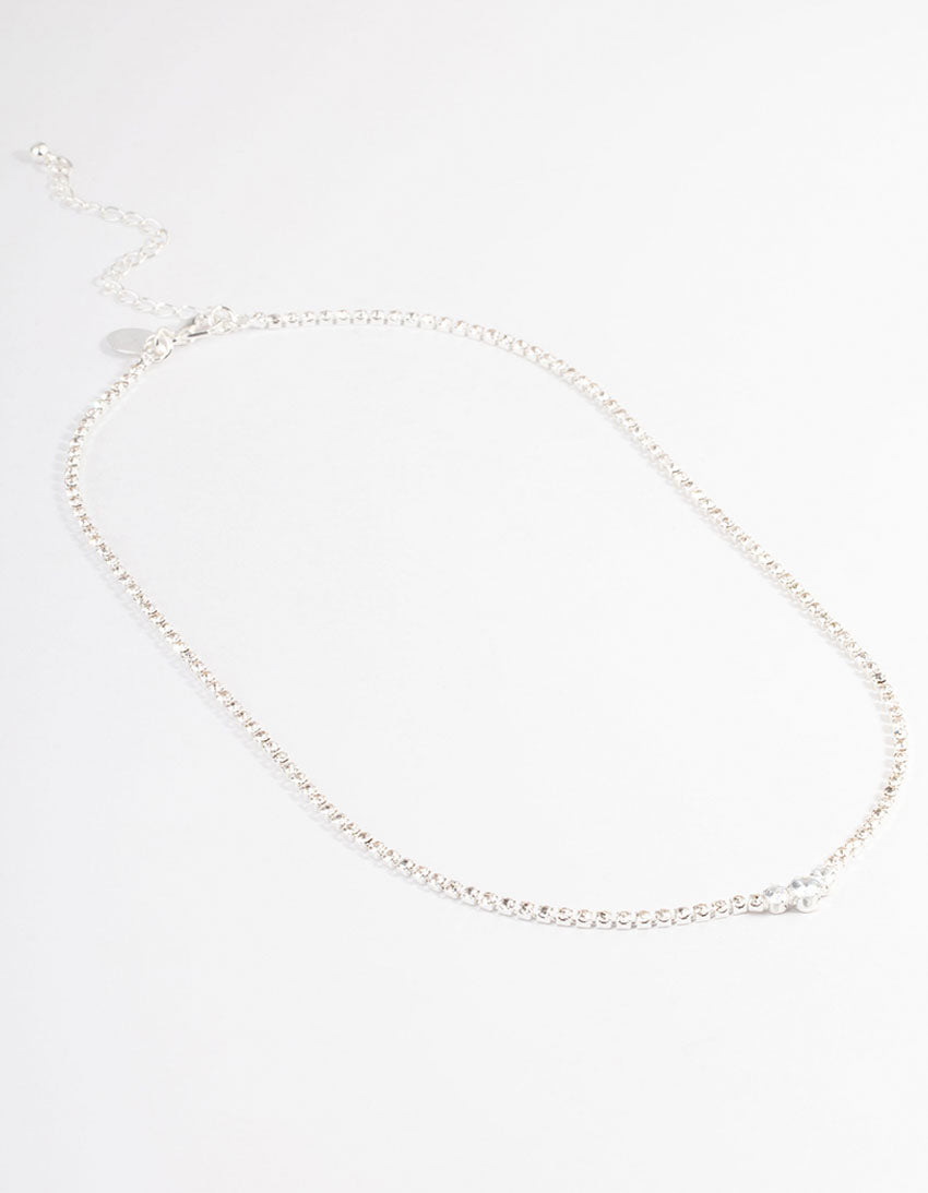 Silver Cupchain Diamante Necklace