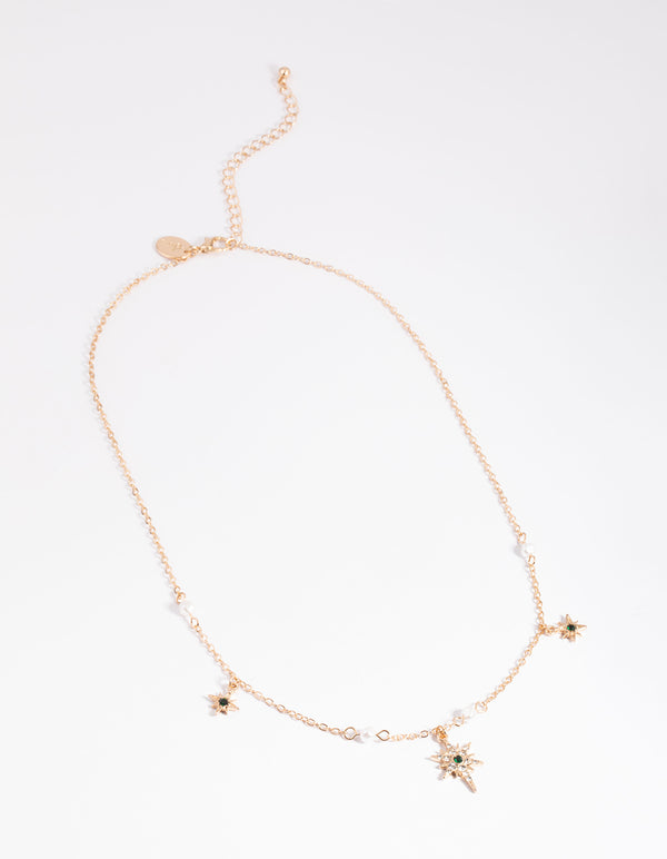 Gold Celestial & Pearl Satin Necklace