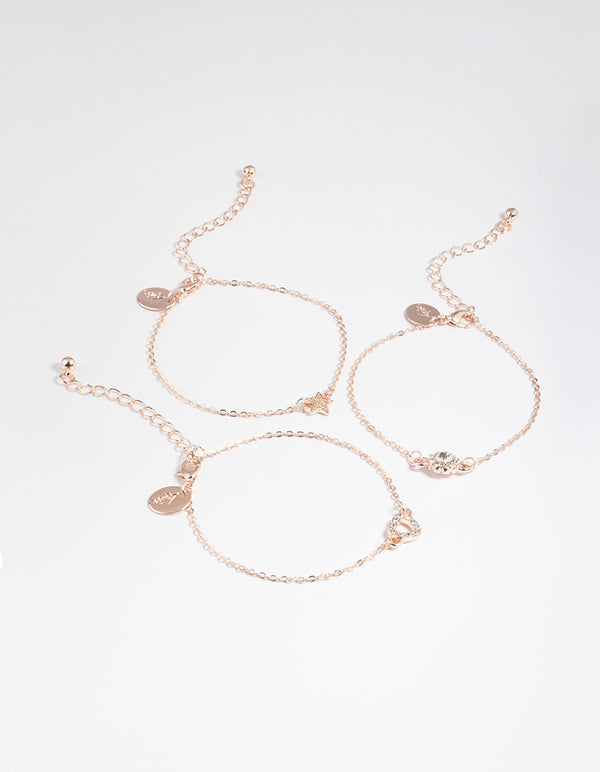 Rose Gold Star & Heart Bracelet Pack
