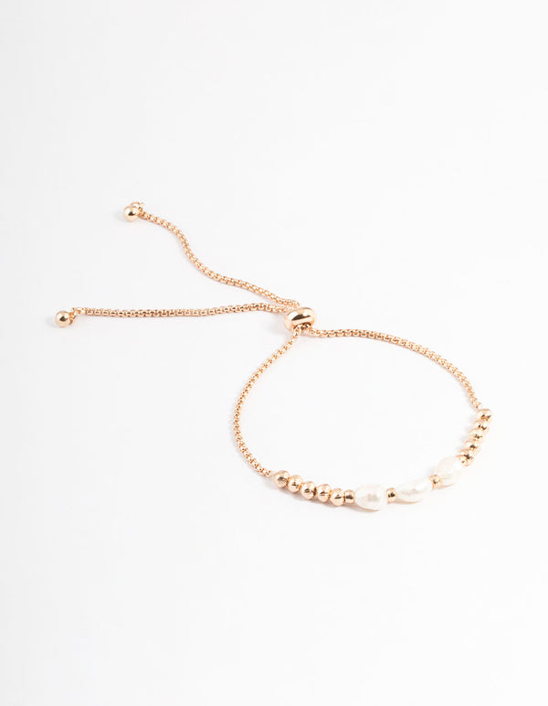 Gold Freshwater Pearl Triple Pearl Bracelet