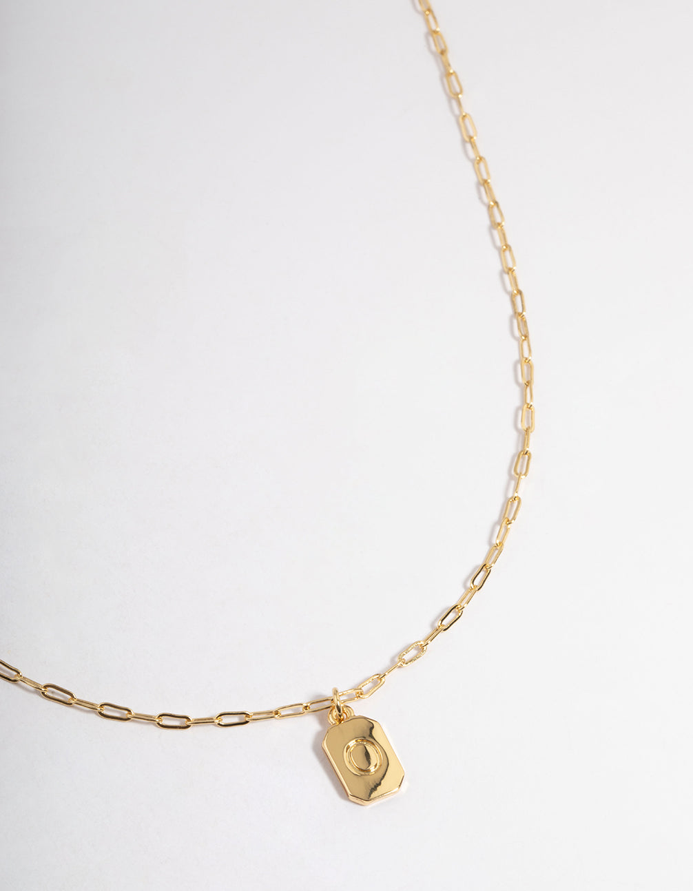 Letter O Gold Plated Rectangle Pendant Initial Necklace