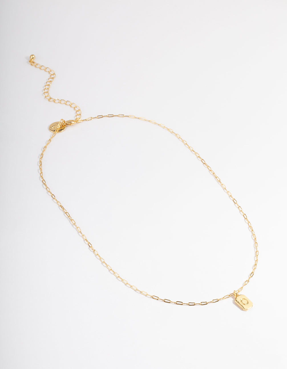Letter O Gold Plated Rectangle Pendant Initial Necklace