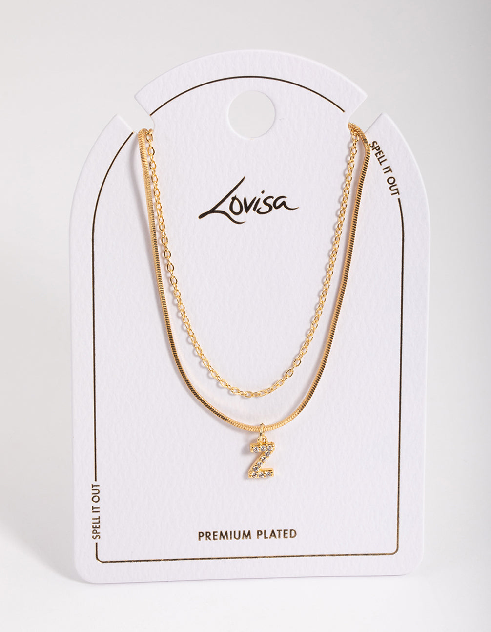 Letter Z Gold Plated Layered Diamante Initial Necklace