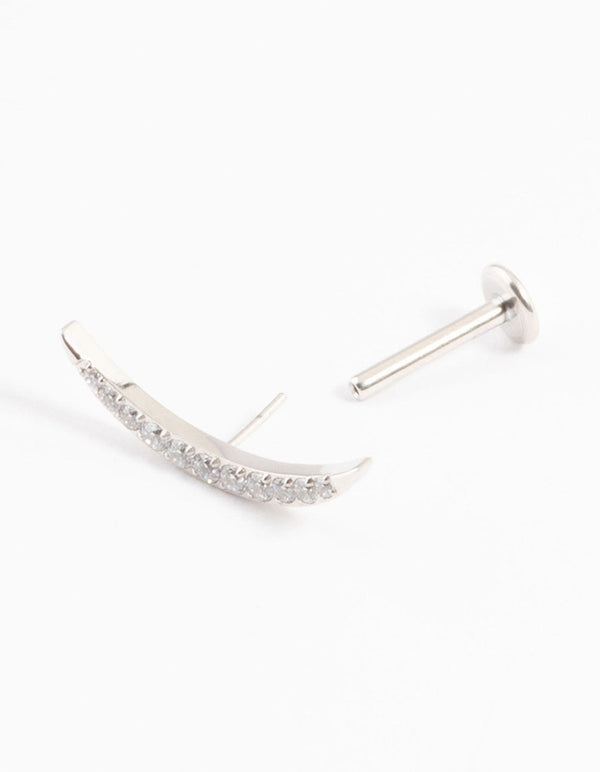 Titanium Half Moon Threadless Flat Back