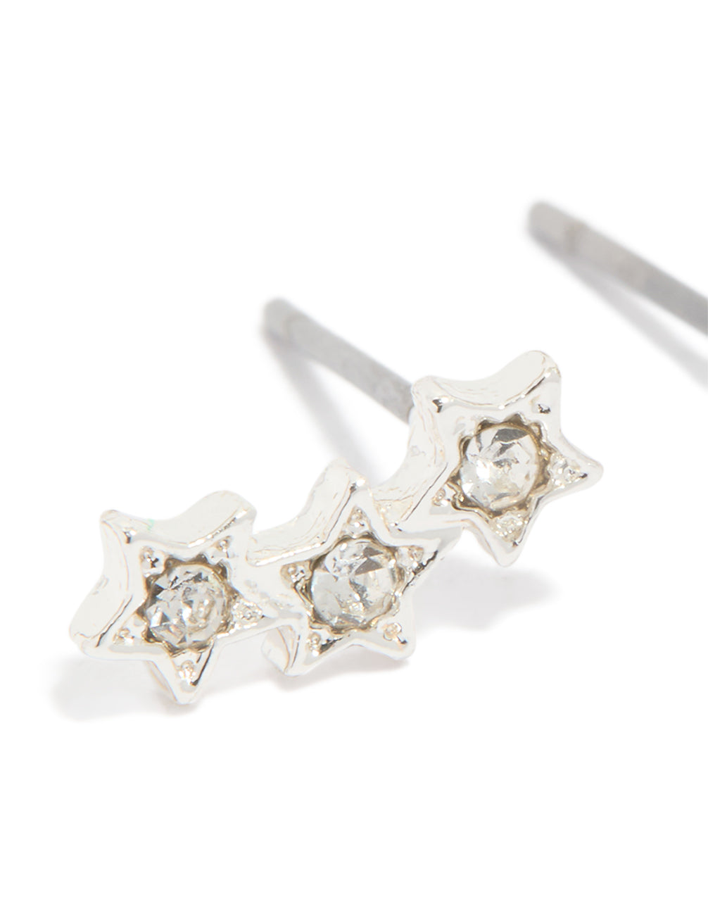 Silver Star Crawler Stud Earrings