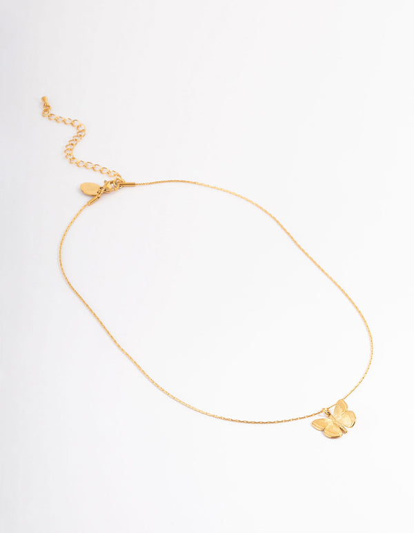 Waterproof Gold Plated Stainless Steel Butterfly Pendant Necklace