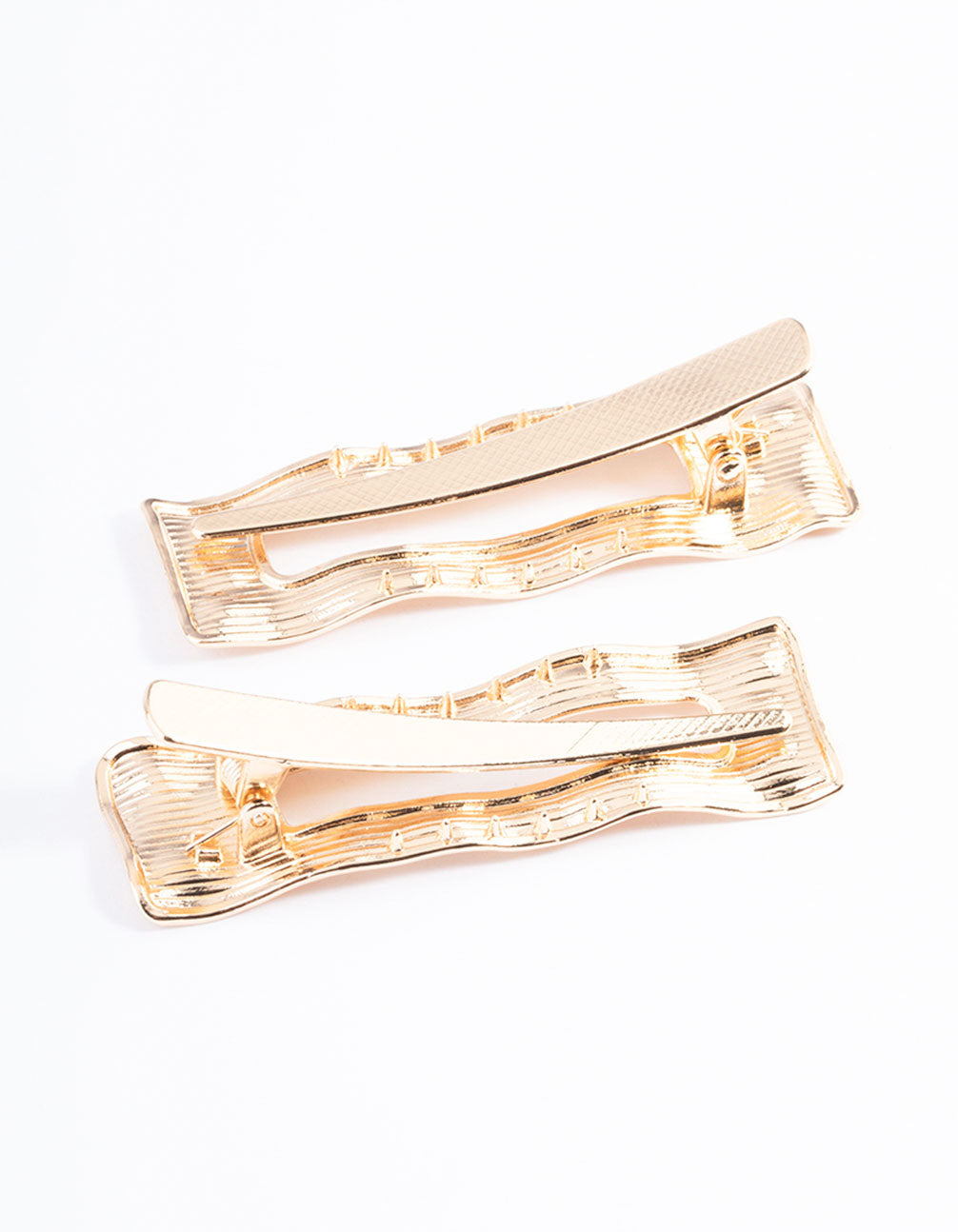 Gold Hammered Rectangle Clip Pack